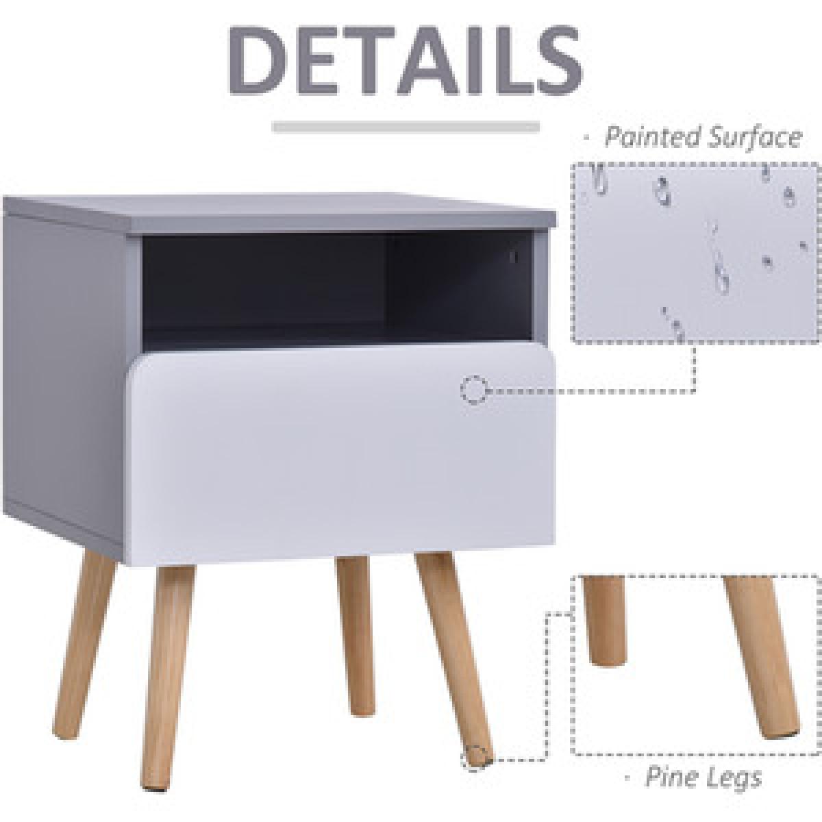 Clean Cut Bedside Table - White, Grey – image 4