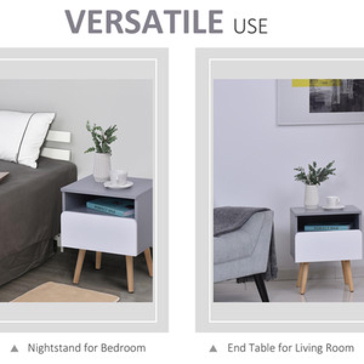 Clean Cut Bedside Table - White, Grey – image 5