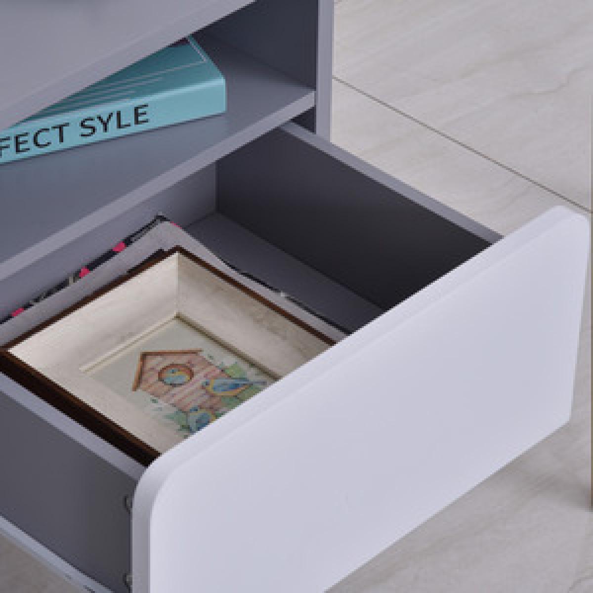 Clean Cut Bedside Table - White, Grey – image 6