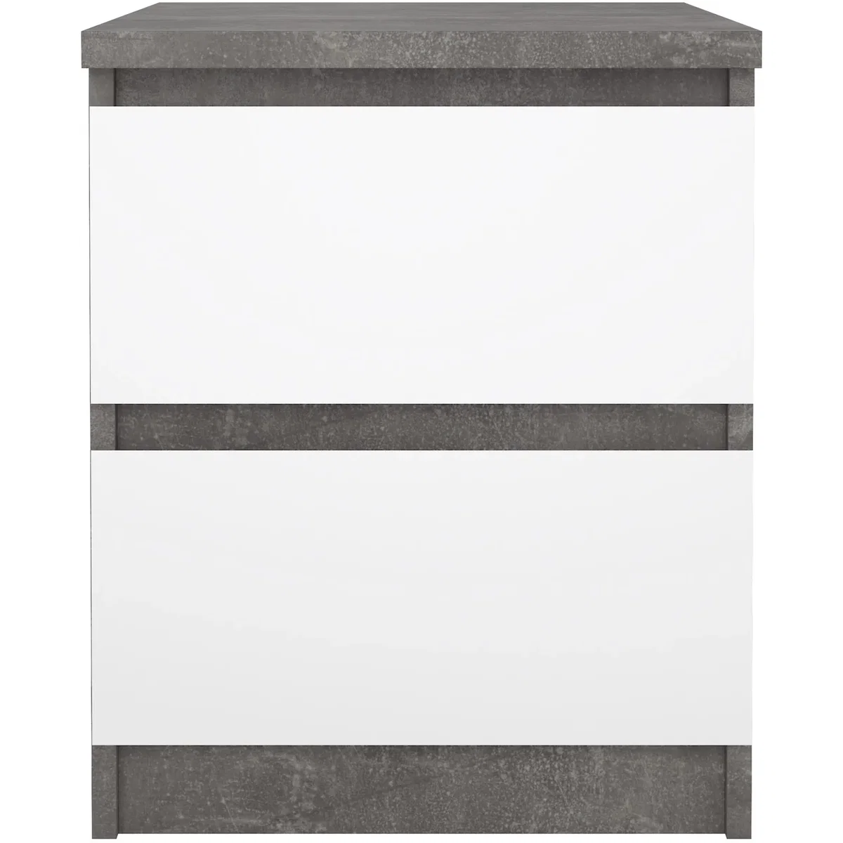 Naia Bedside 2 drawers in Jackson Hickory - Concrete/White high gloss – image 2