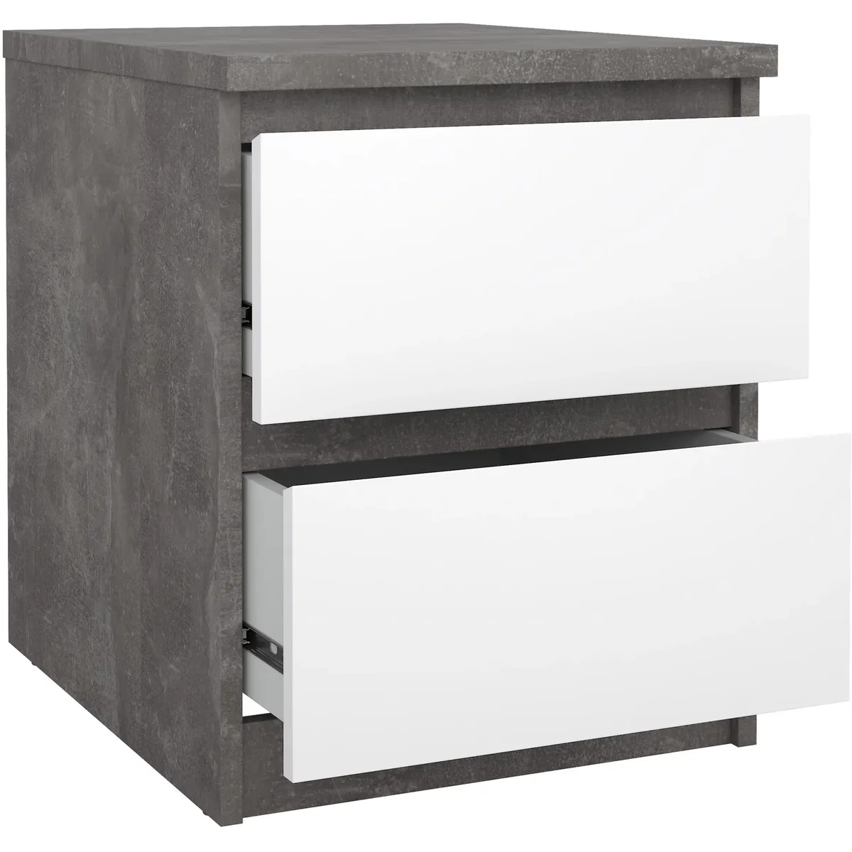 Naia Bedside 2 drawers in Jackson Hickory - Concrete/White high gloss – image 3