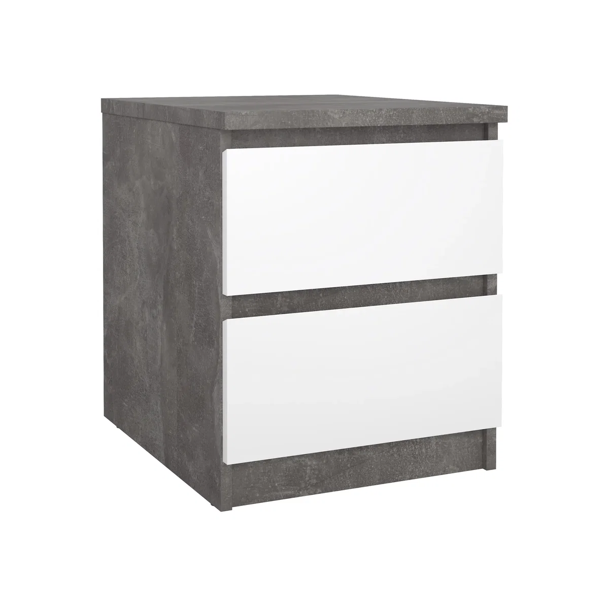 Naia Bedside 2 drawers in Jackson Hickory - Concrete/White high gloss – image 1