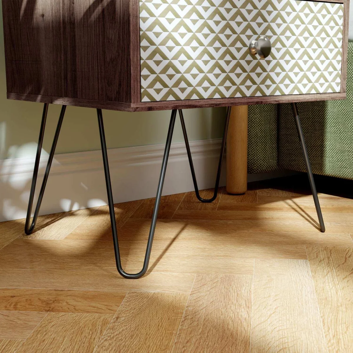 Lofake Scandinavian Brown 2 Drawer Nightstand – image 8