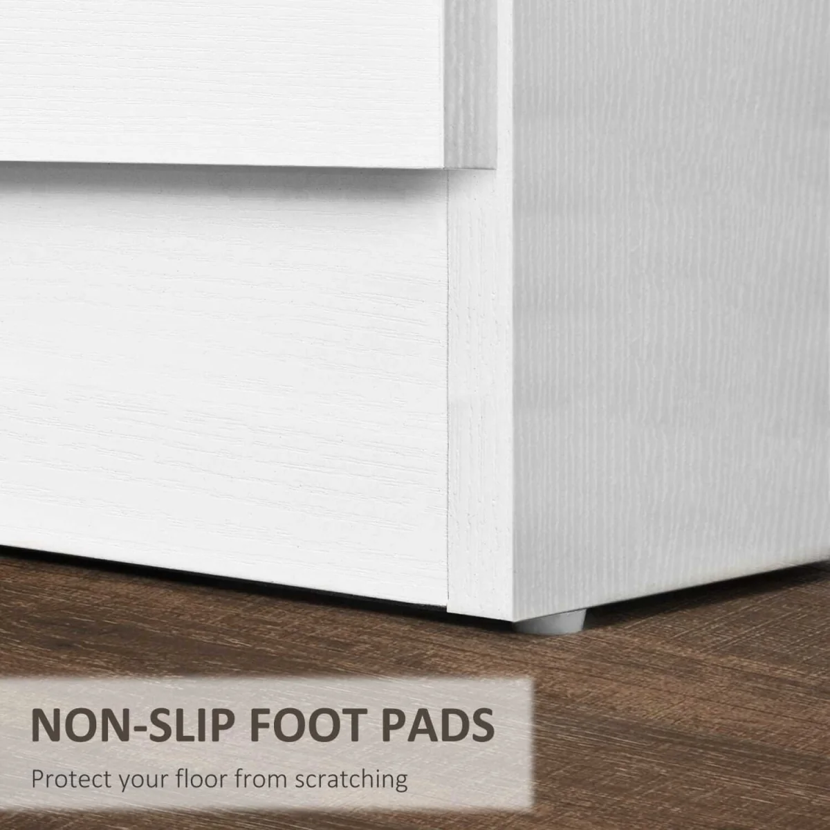 Yotose White Wood 3-Drawer Bedside Table with Silver Metal Handles – image 7