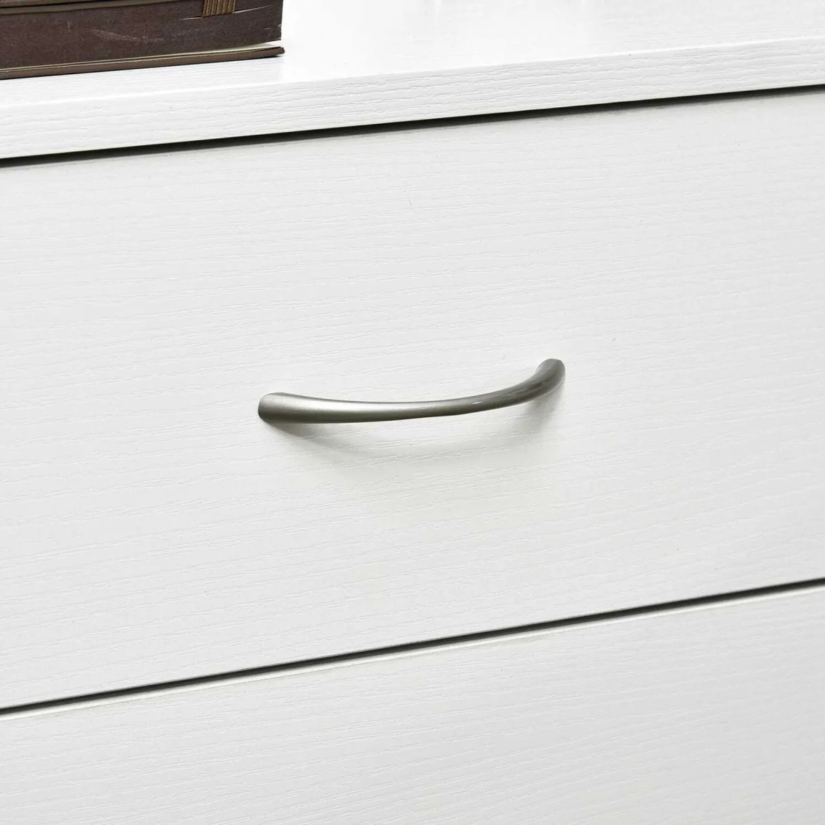 Yotose White Wood 3-Drawer Bedside Table with Silver Metal Handles – image 9