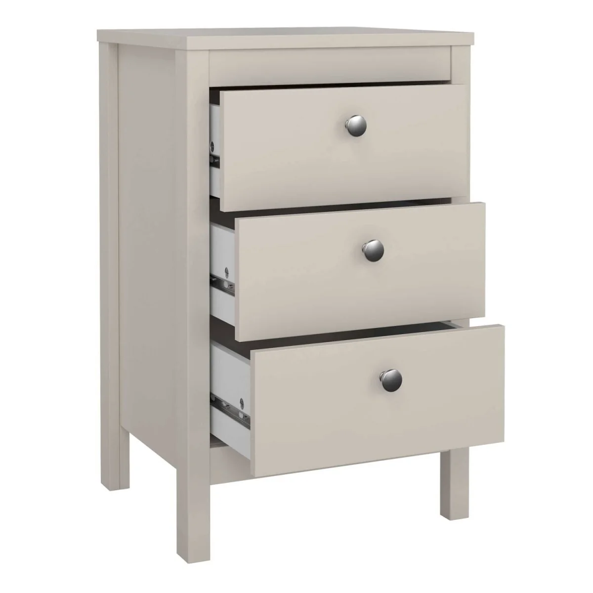 Wyld Haus Gossmere Cashmere Bedside Table, 3 Drawers, Cream - Grey – image 6