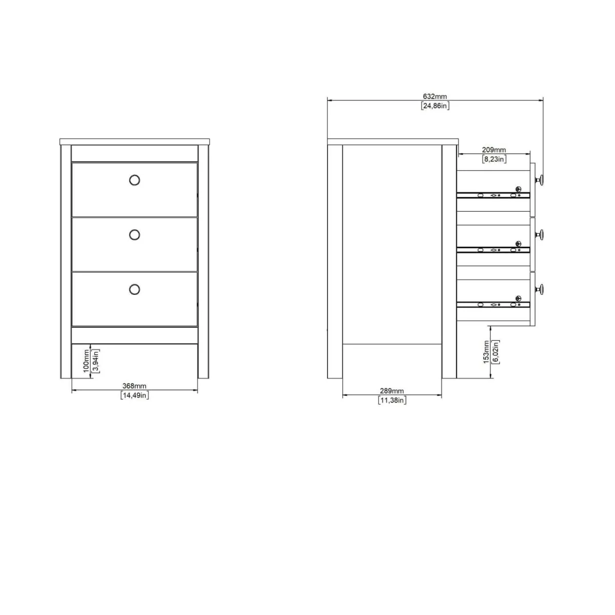 Wyld Haus Gossmere Cashmere Bedside Table, 3 Drawers, Cream - Grey – image 10