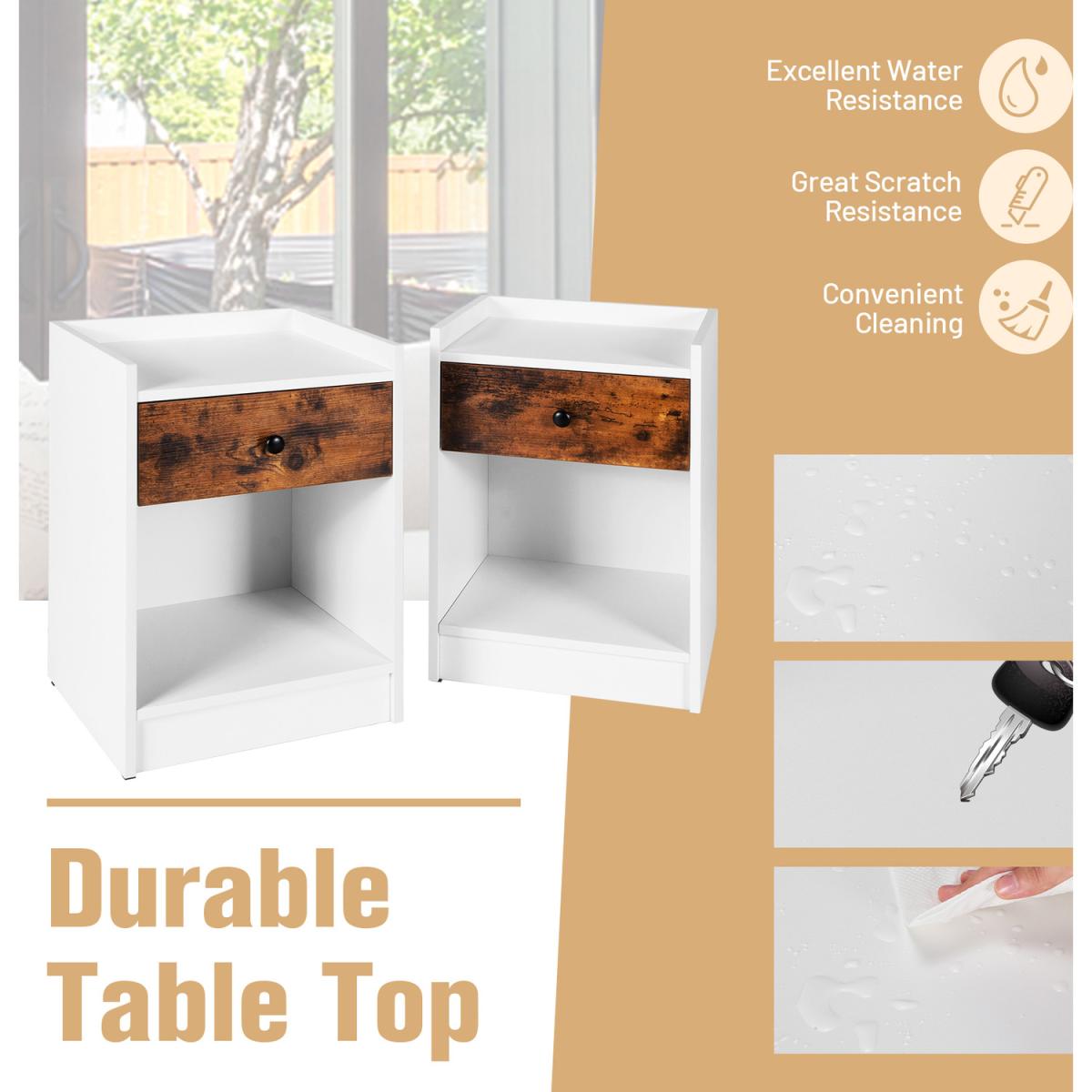 Set of 2 Modern Nightstand - White – image 2
