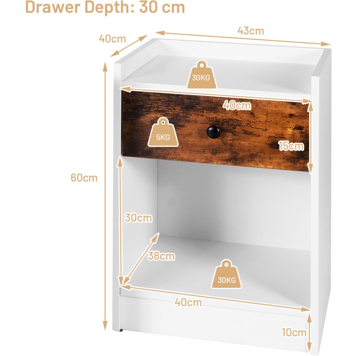Set of 2 Modern Nightstand - White – image 3