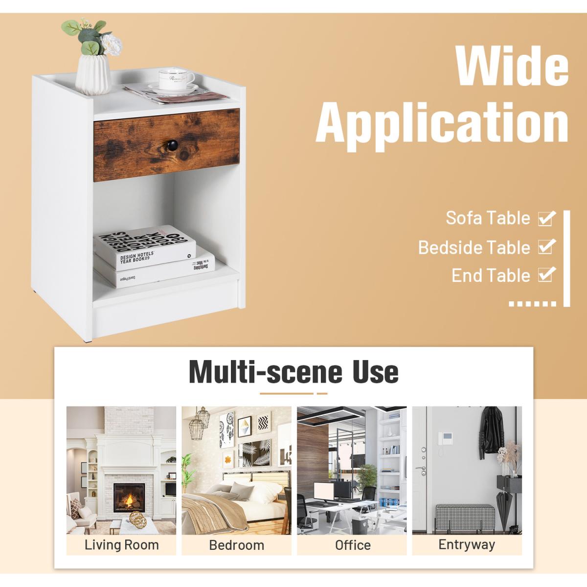 Set of 2 Modern Nightstand - White – image 4