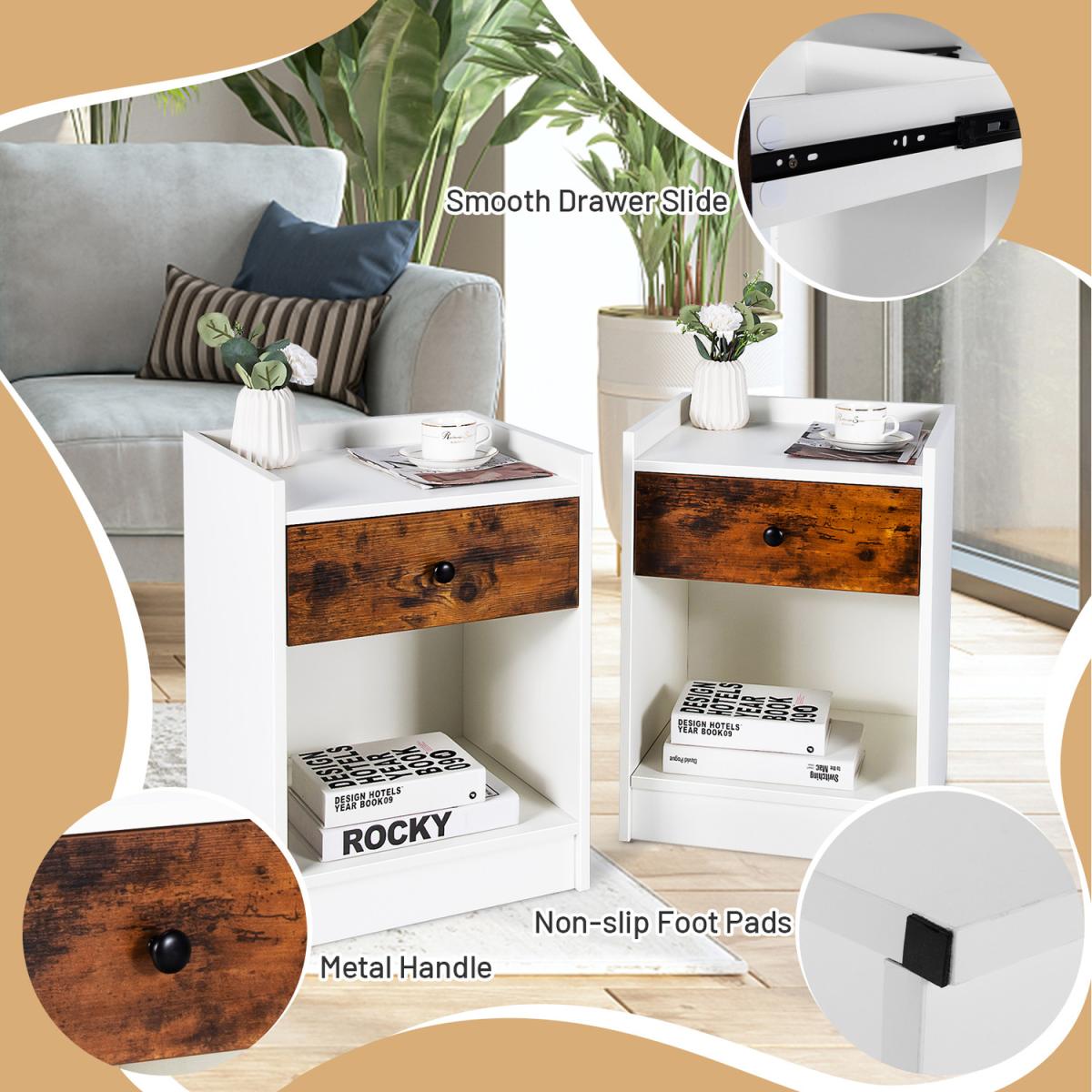 Set of 2 Modern Nightstand - White – image 6