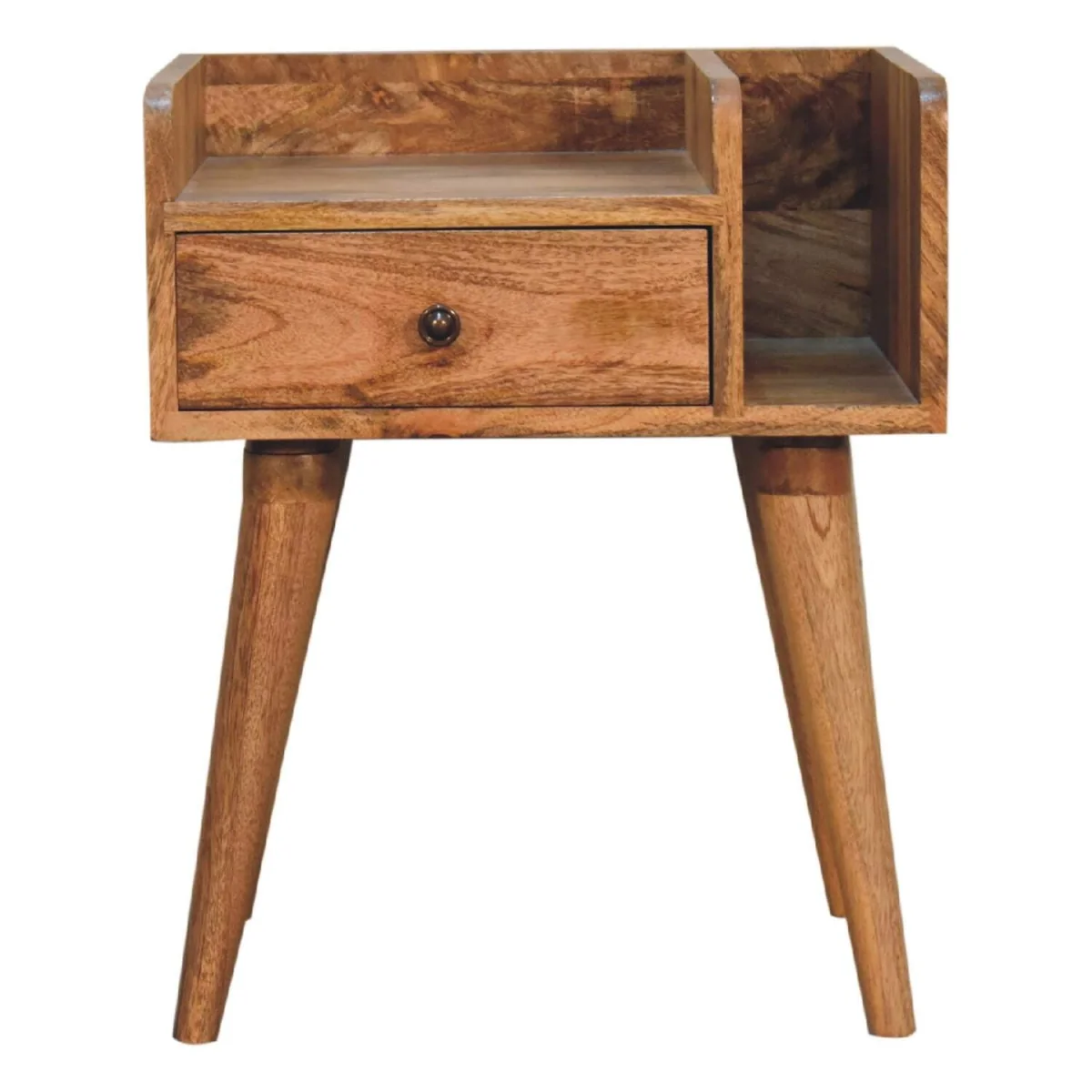 Giverny Mango Wood Bedside Table with Drawer and Open Shelf - Brown – image 2