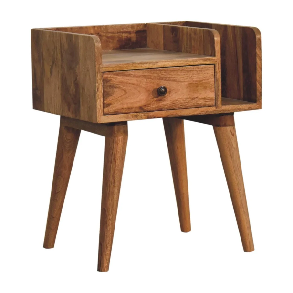 Giverny Mango Wood Bedside Table with Drawer and Open Shelf - Brown – image 3