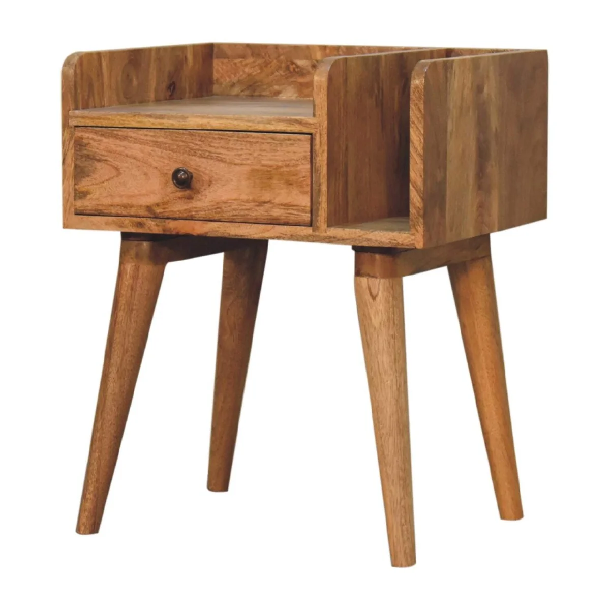Giverny Mango Wood Bedside Table with Drawer and Open Shelf - Brown – image 4