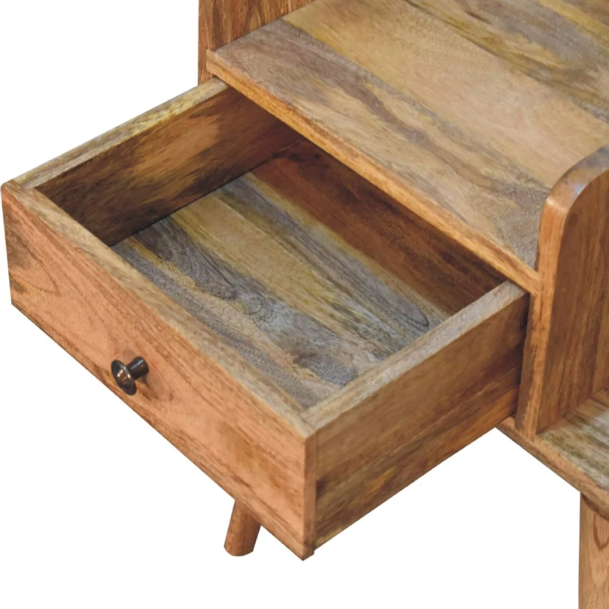 Giverny Mango Wood Bedside Table with Drawer and Open Shelf - Brown – image 6