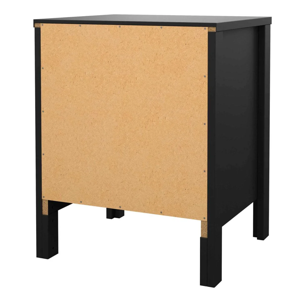 Wildberry Matt Bedside Table 2 Drawers Leather Handles - Black – image 5