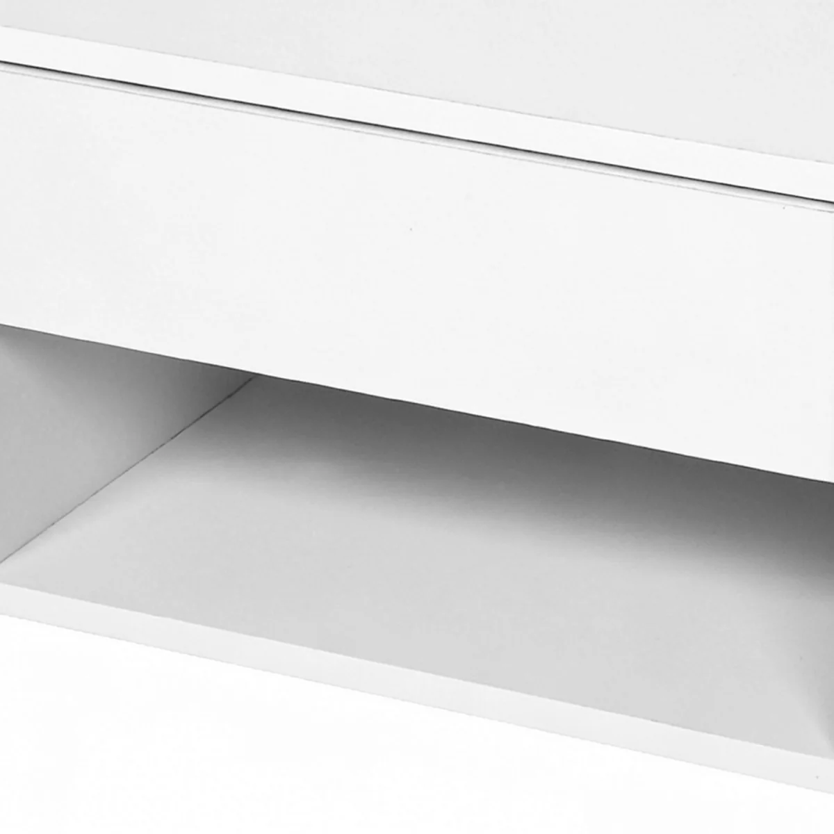 Bedside Table Floating Set of 2 Wall Mounted Drawer Open Shelf White - White – image 3