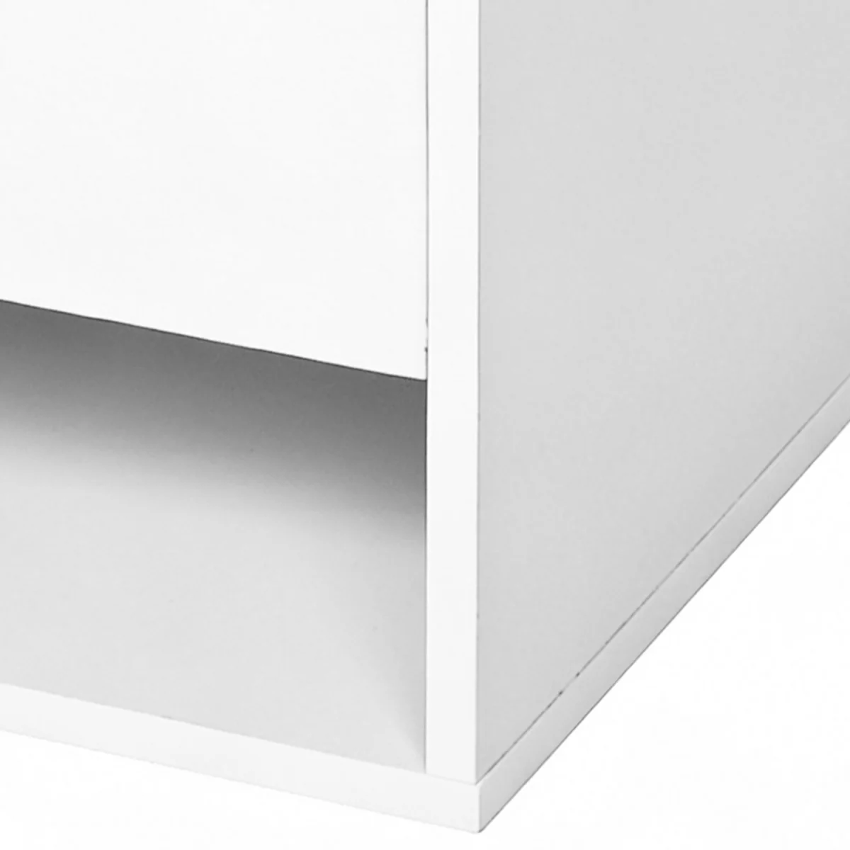 Bedside Table Floating Set of 2 Wall Mounted Drawer Open Shelf White - White – image 4