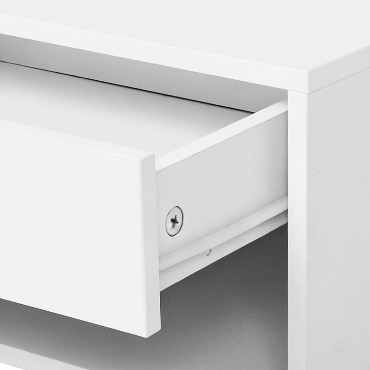 Bedside Table Floating Set of 2 Wall Mounted Drawer Open Shelf White - White – image 7