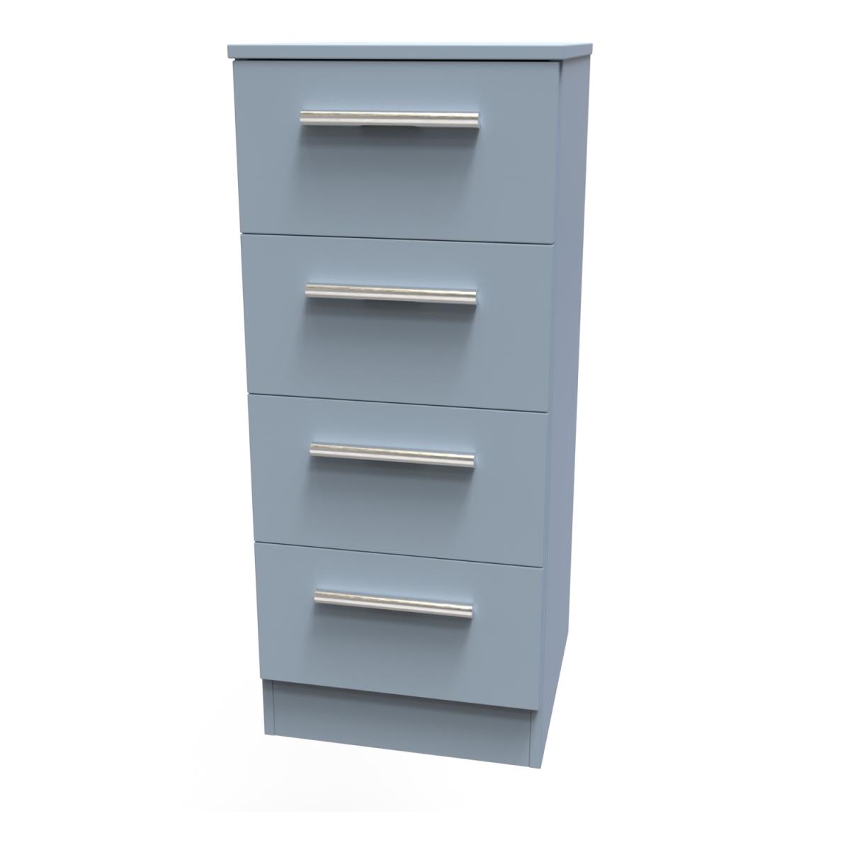 Contrast Ready Assembled 4 Drawer Tallboy - Denim Blue – image 3