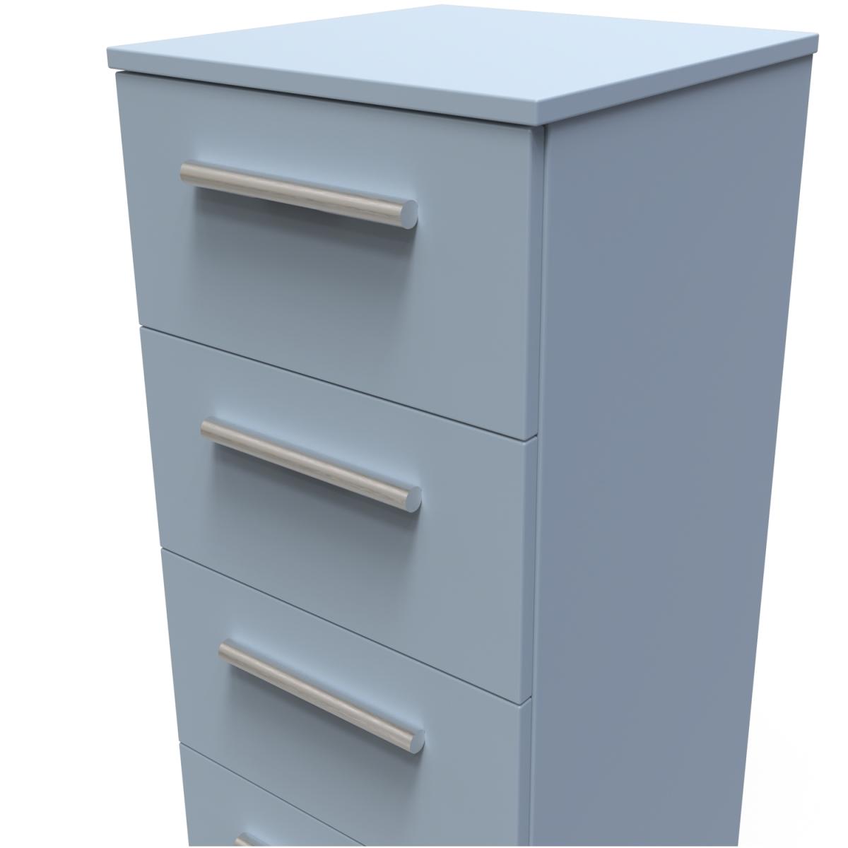 Contrast Ready Assembled 4 Drawer Tallboy - Denim Blue – image 4