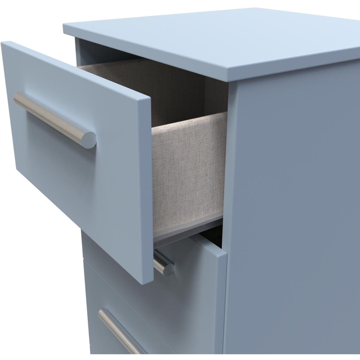 Contrast Ready Assembled 4 Drawer Tallboy - Denim Blue – image 5