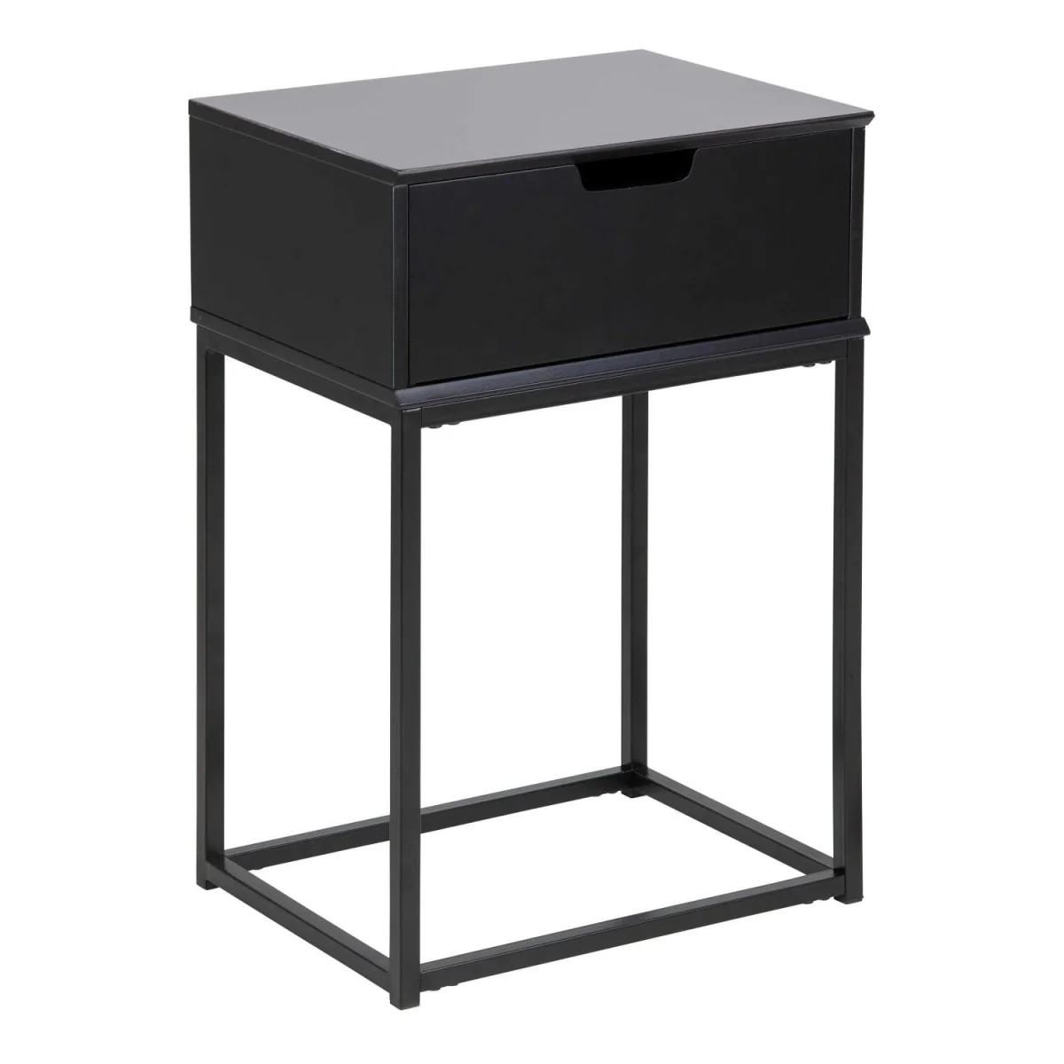 Tokyo Black Bedside Table, 1 Drawer, Matt Black Metal Legs - Black – image 2
