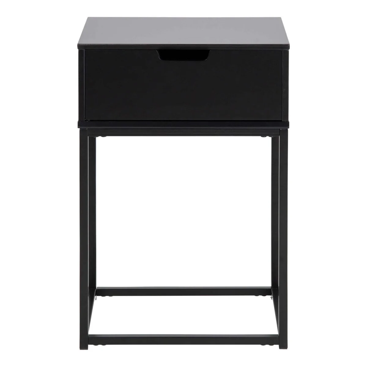 Tokyo Black Bedside Table, 1 Drawer, Matt Black Metal Legs - Black – image 3