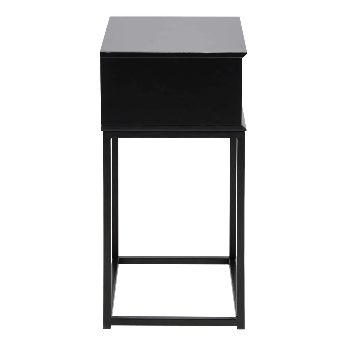 Tokyo Black Bedside Table, 1 Drawer, Matt Black Metal Legs - Black – image 4