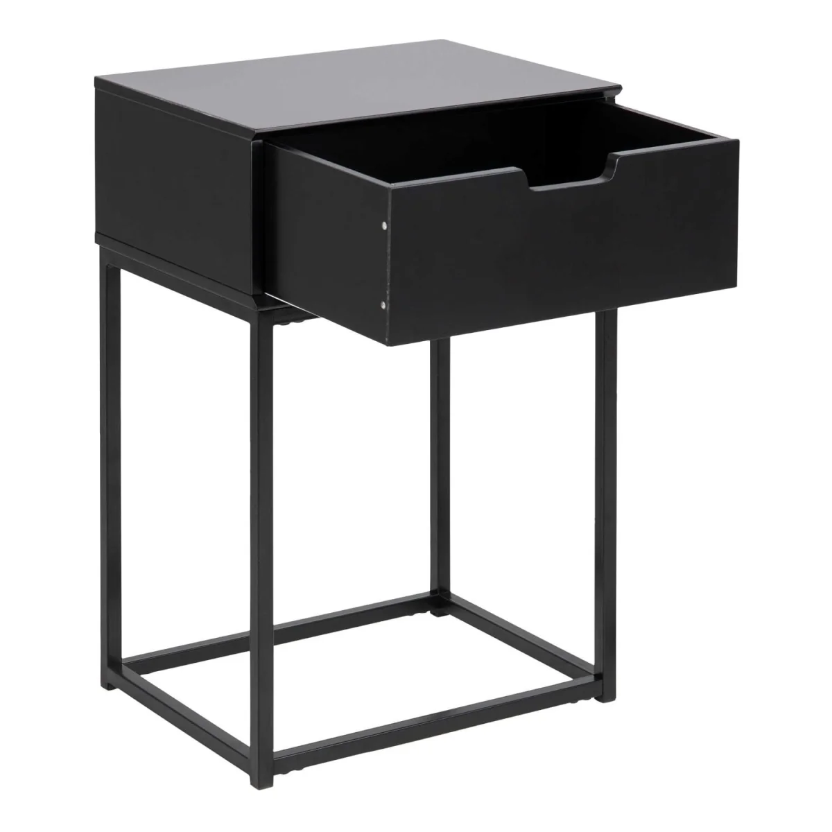 Tokyo Black Bedside Table, 1 Drawer, Matt Black Metal Legs - Black – image 5