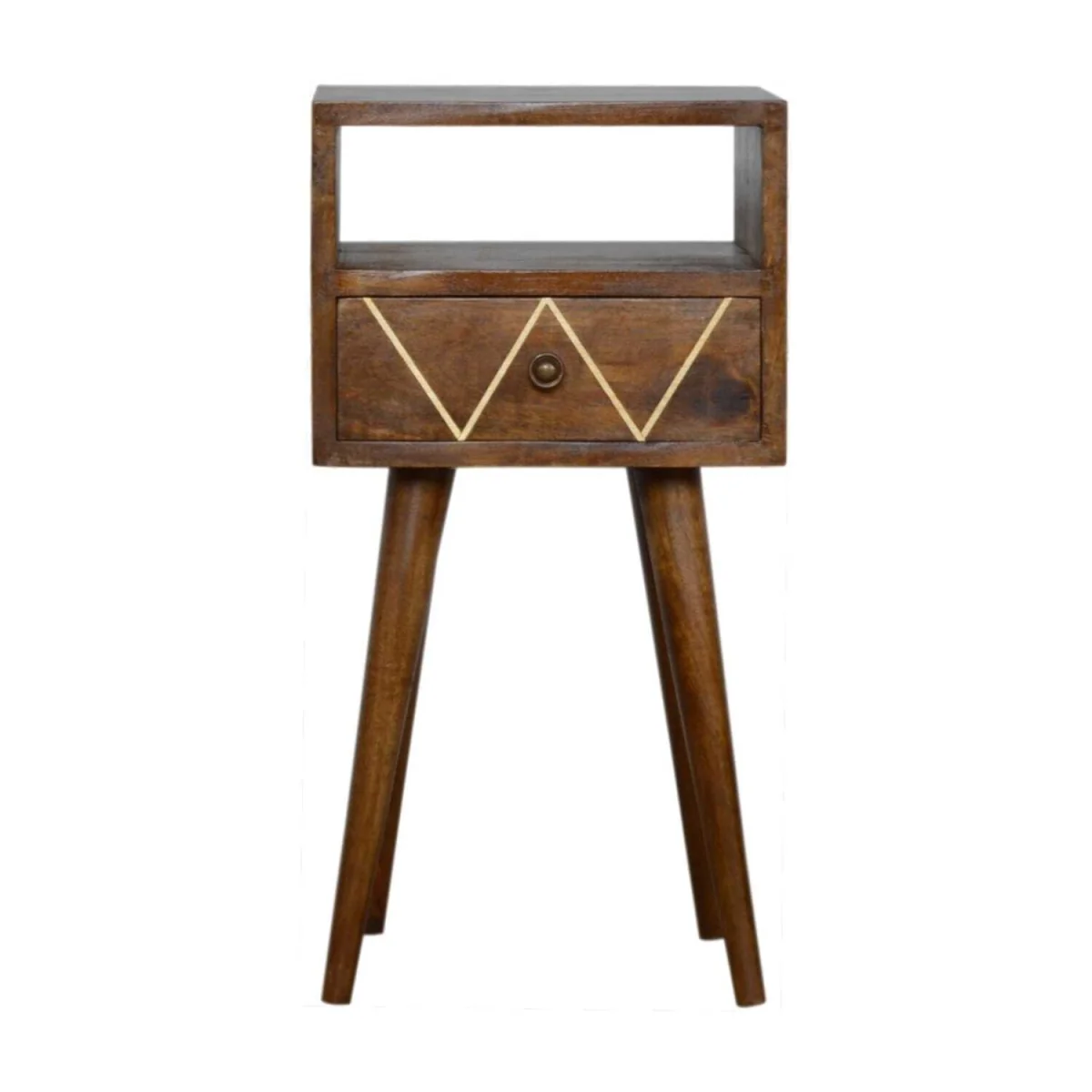 Wyld Haus Ferrara Mini Bedside Table - Mango Wood with Gold Brass Inlay - Brown – image 2