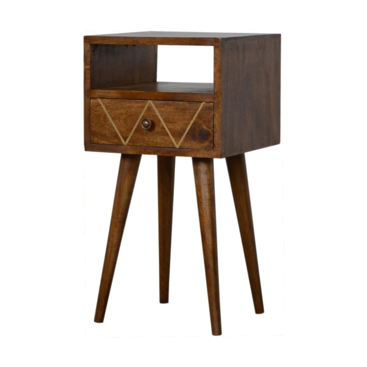 Wyld Haus Ferrara Mini Bedside Table - Mango Wood with Gold Brass Inlay - Brown – image 3