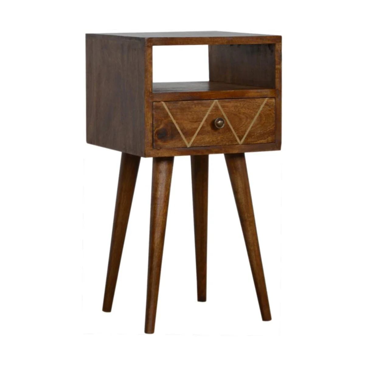Wyld Haus Ferrara Mini Bedside Table - Mango Wood with Gold Brass Inlay - Brown – image 4
