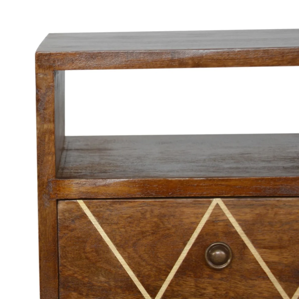 Wyld Haus Ferrara Mini Bedside Table - Mango Wood with Gold Brass Inlay - Brown – image 5