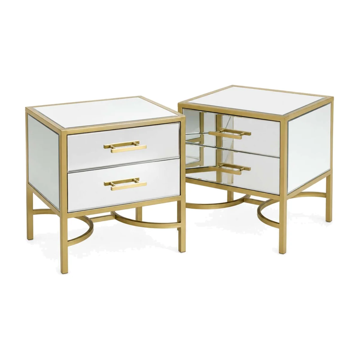 Pack of 2 Venus Mirrored 2 Drawer Bedside Tables – image 1