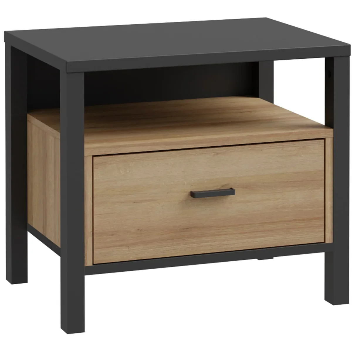 High Rock Bedside in Matt Black/Riviera Oak - Black & Riviera Oak – image 3