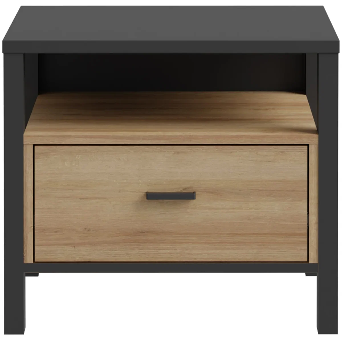 High Rock Bedside in Matt Black/Riviera Oak - Black & Riviera Oak – image 4