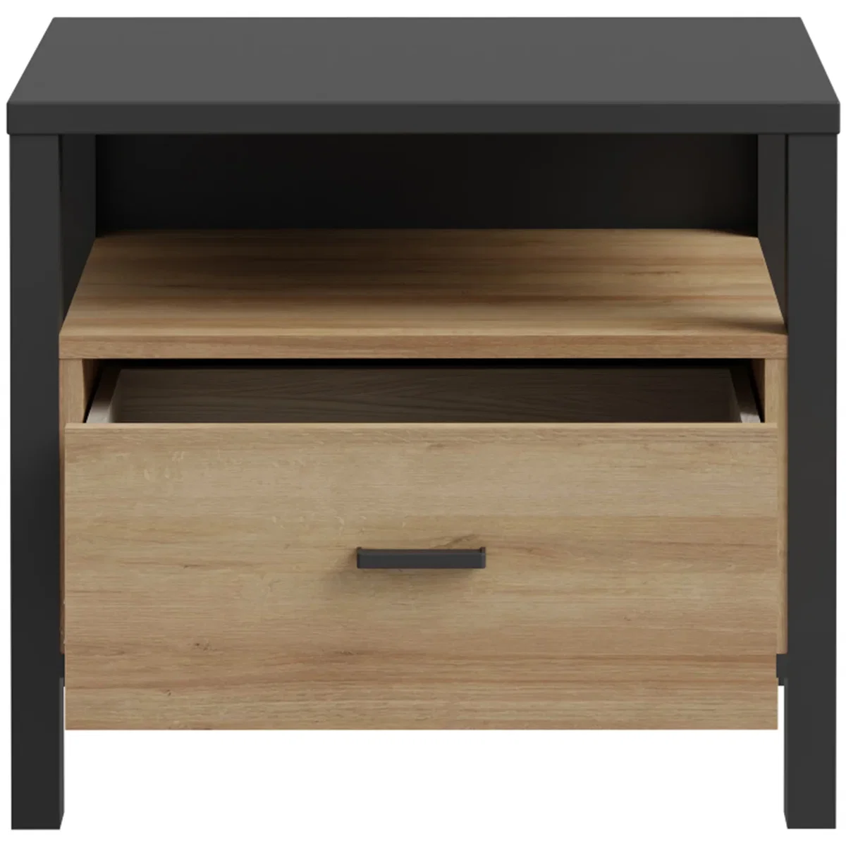 High Rock Bedside in Matt Black/Riviera Oak - Black & Riviera Oak – image 5
