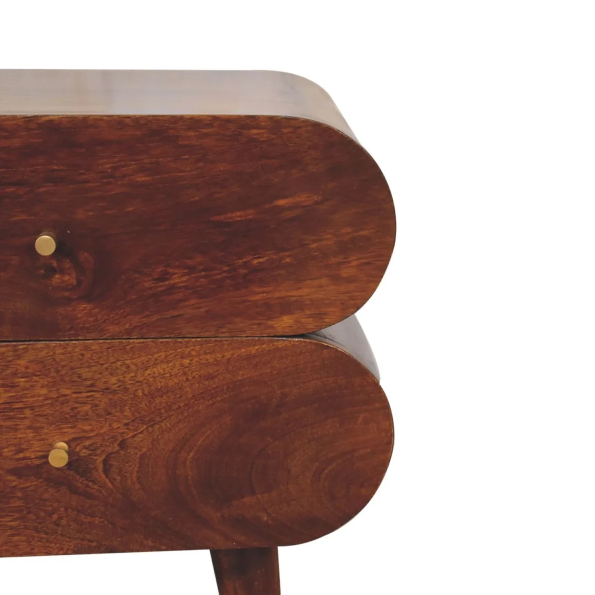 Brescia Bubble Chestnut Mango Wood Bedside Table 2 Drawers - Brown – image 2