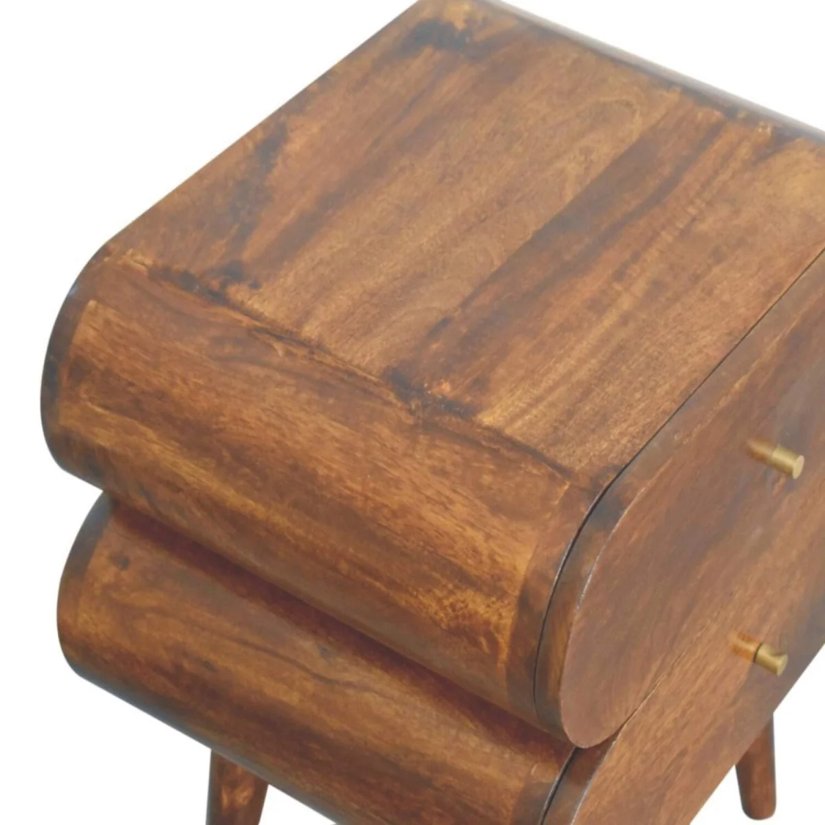 Brescia Bubble Chestnut Mango Wood Bedside Table 2 Drawers - Brown – image 3