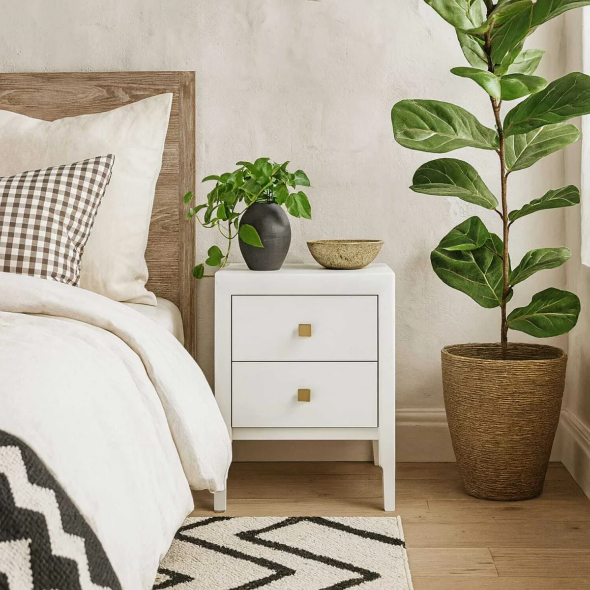 Paraty Two-Drawer Bedside Table ¿ White Wood-Grain - White – image 2