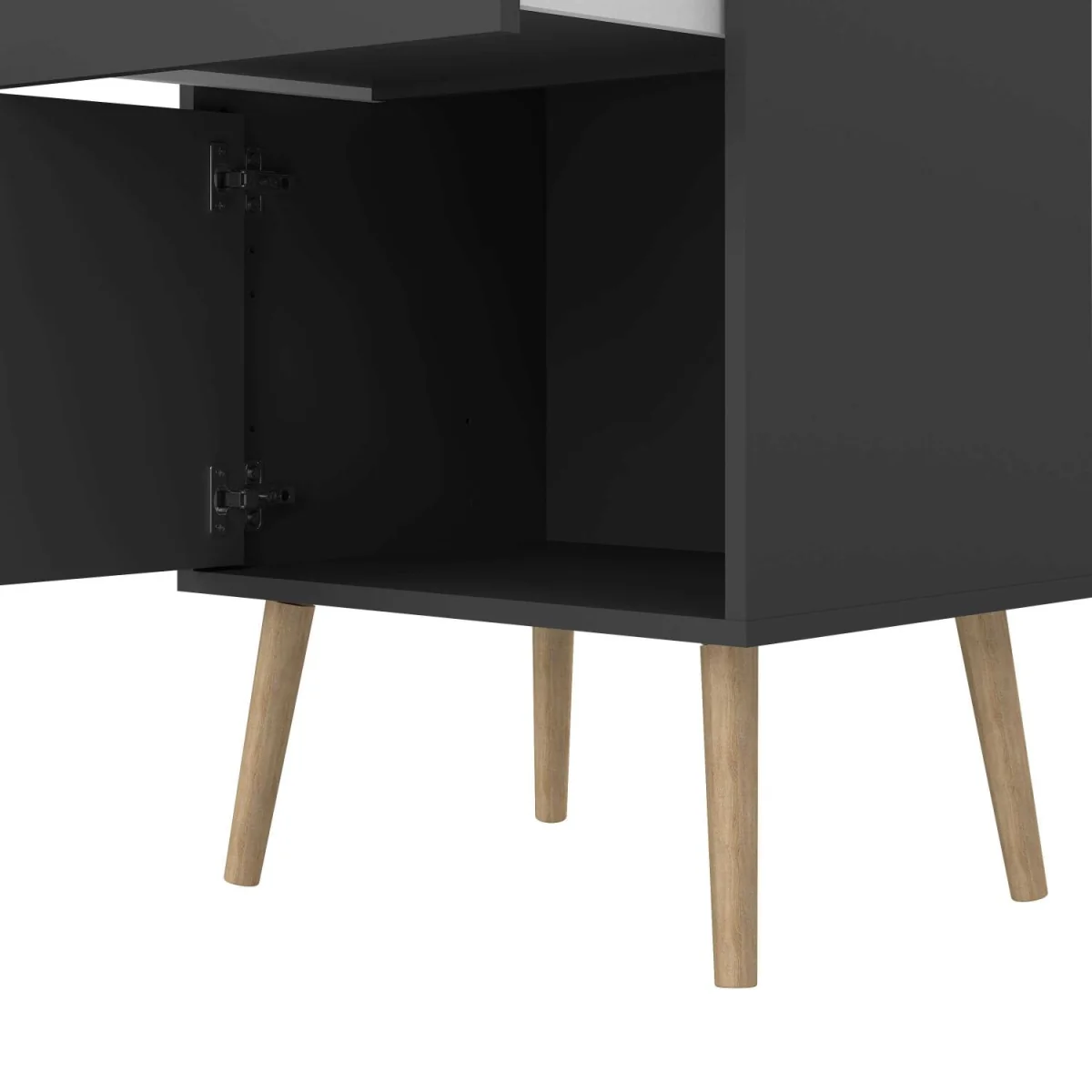 Quietbloom Dark Grey Bedside Table, 1 Door 1 Drawer, Solid Oak Legs - Grey – image 5