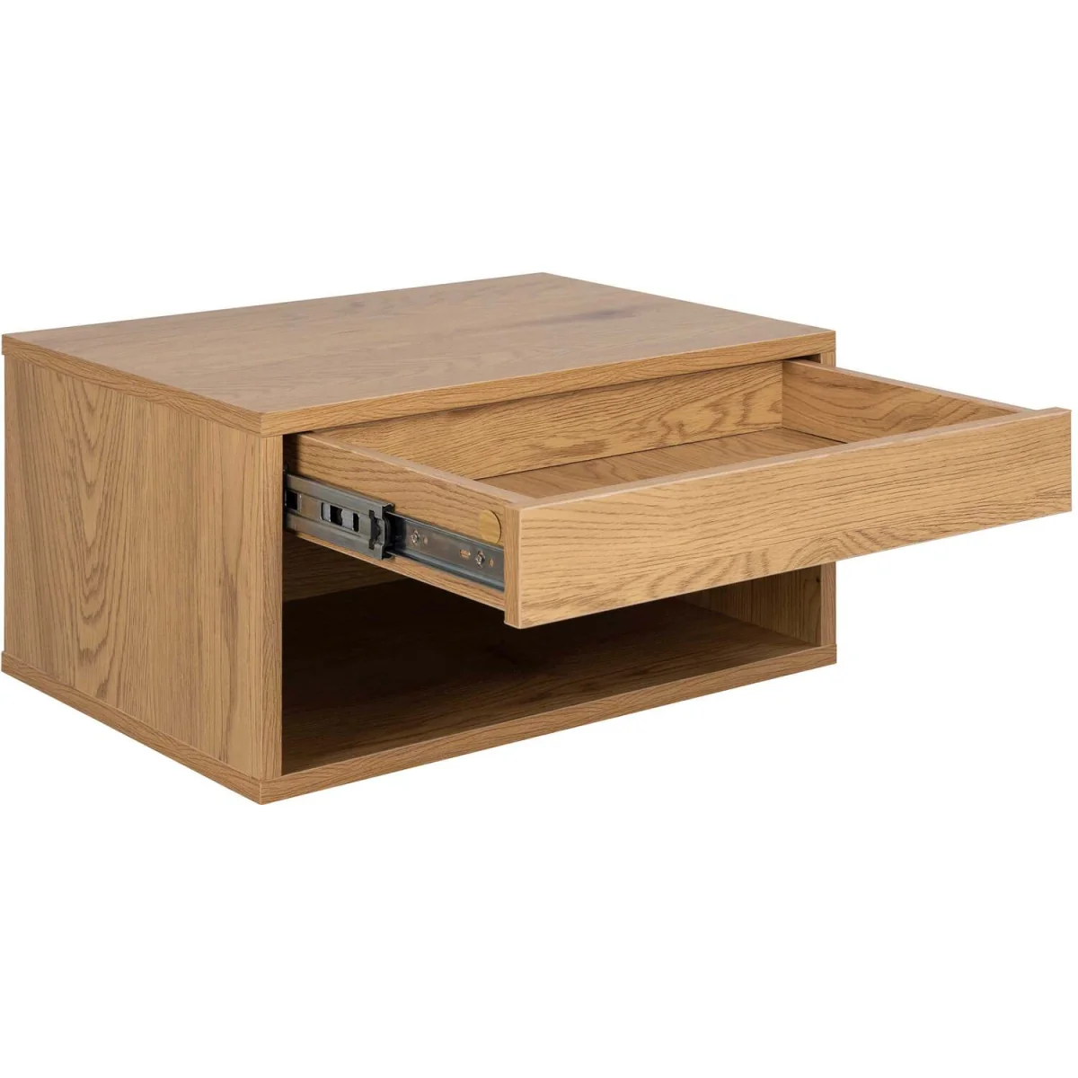 Bramblebud Oak-Effect Bedside Table, 1 Drawer, Wall-Mountable - Brown – image 2