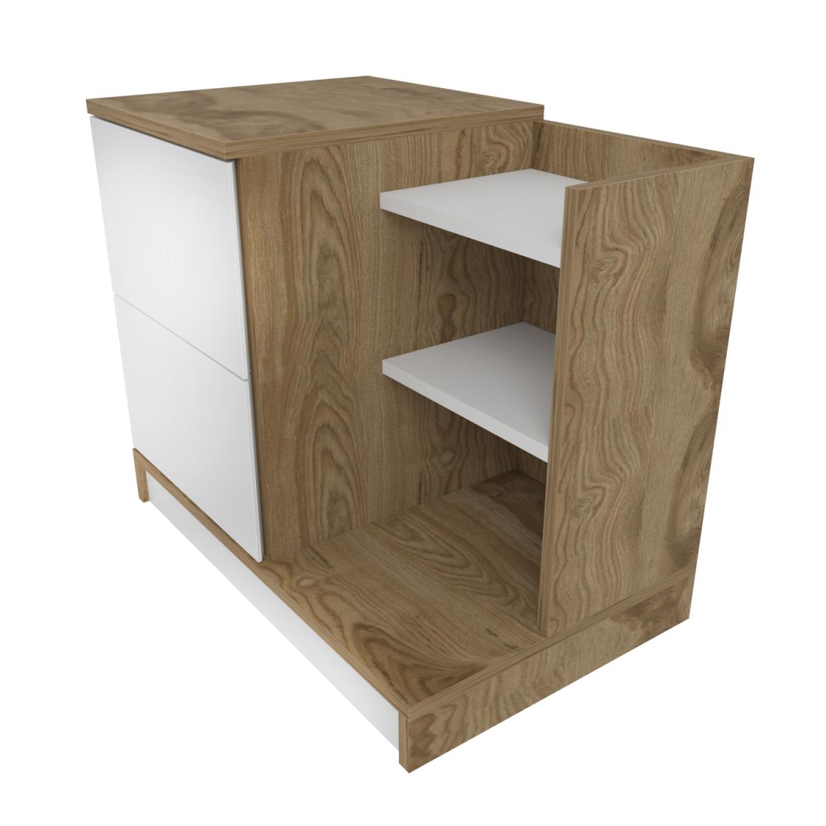 Rena Modern Nightstand Bedside Table - White & Oud Oak Pattern – image 2