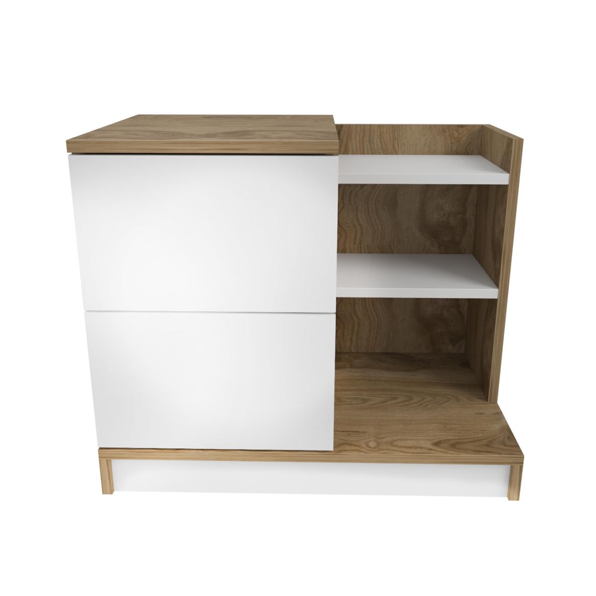 Rena Modern Nightstand Bedside Table - White & Oud Oak Pattern – image 3
