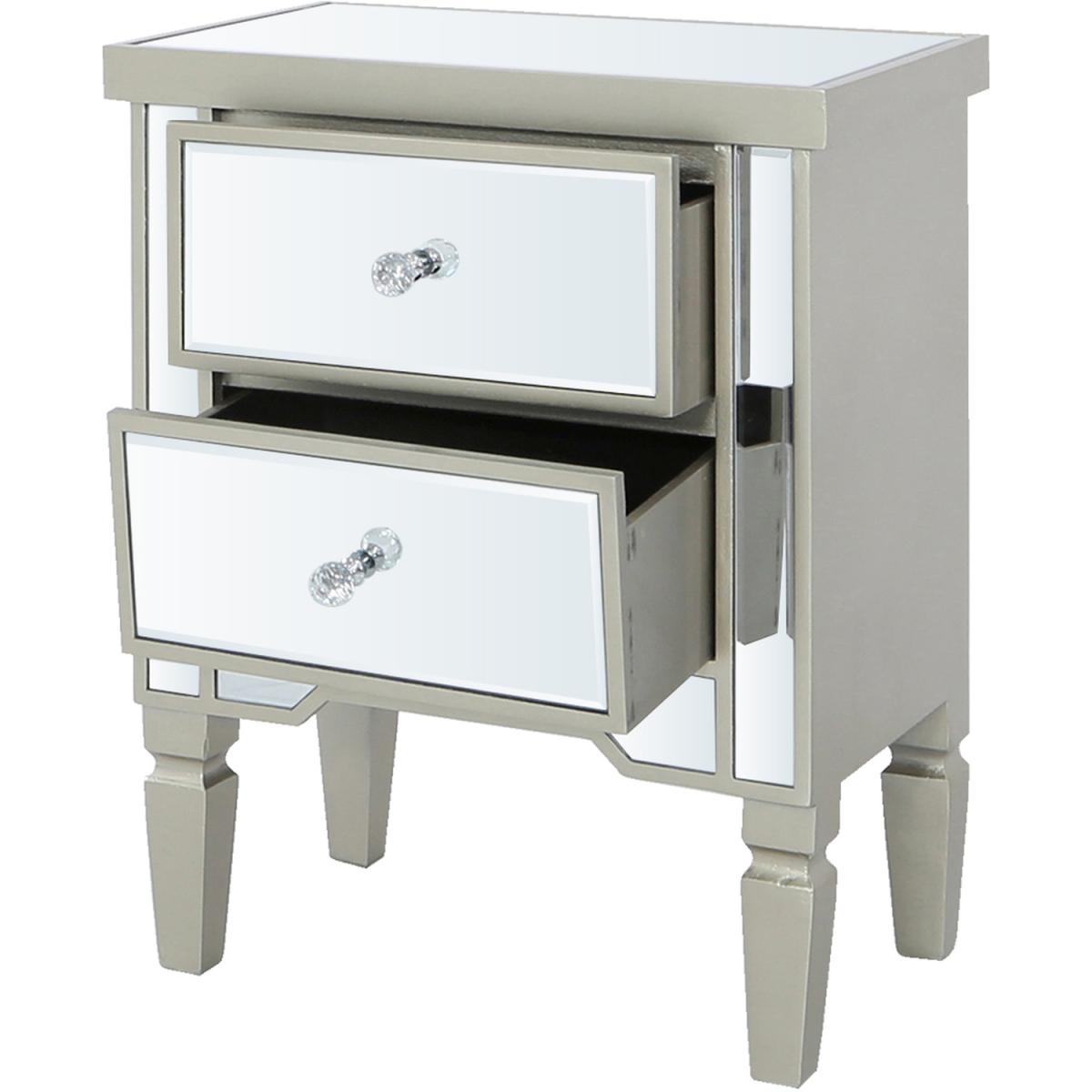 Mia 2 Drawer Mirrored Beside Table - Champaigne – image 3