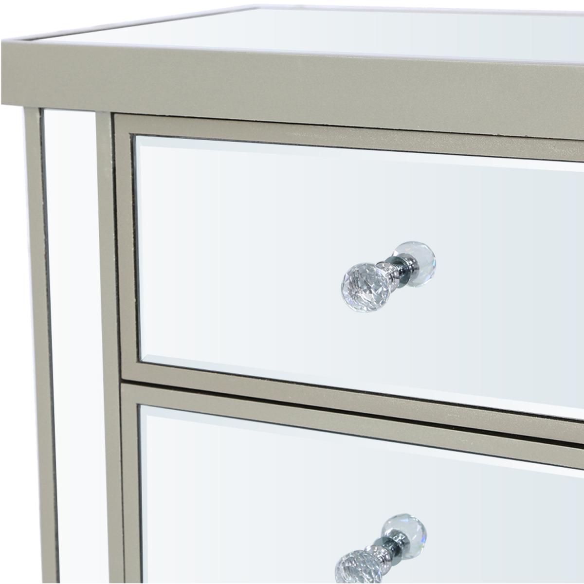 Mia 2 Drawer Mirrored Beside Table - Champaigne – image 4