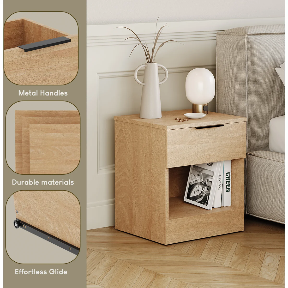 Trega 1 Drawer Bedside Chest - Black – image 16