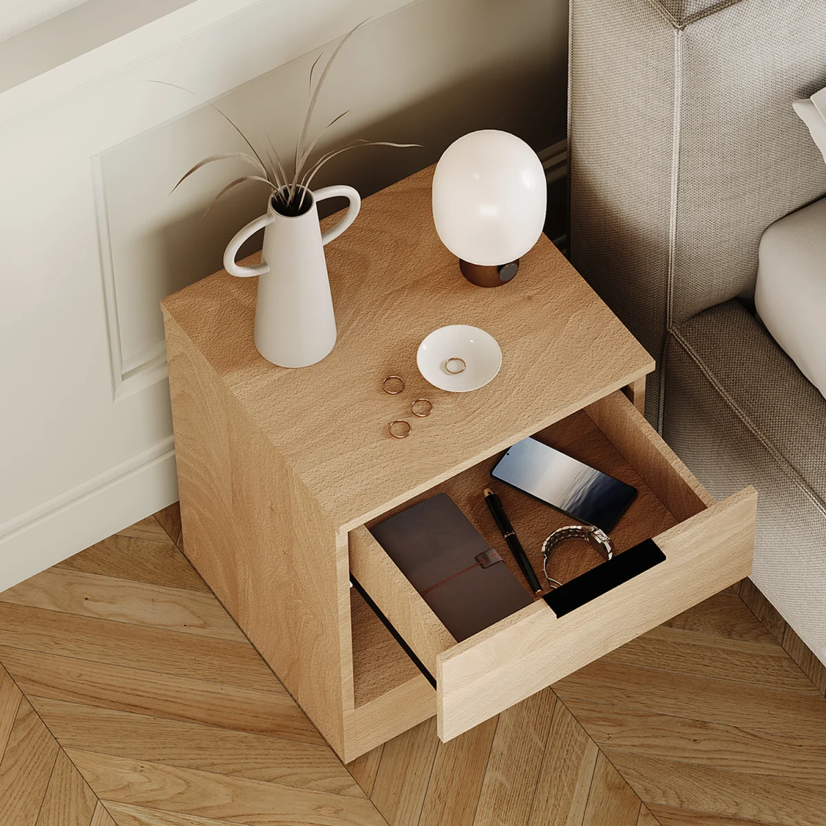 Trega 1 Drawer Bedside Chest - Black – image 19