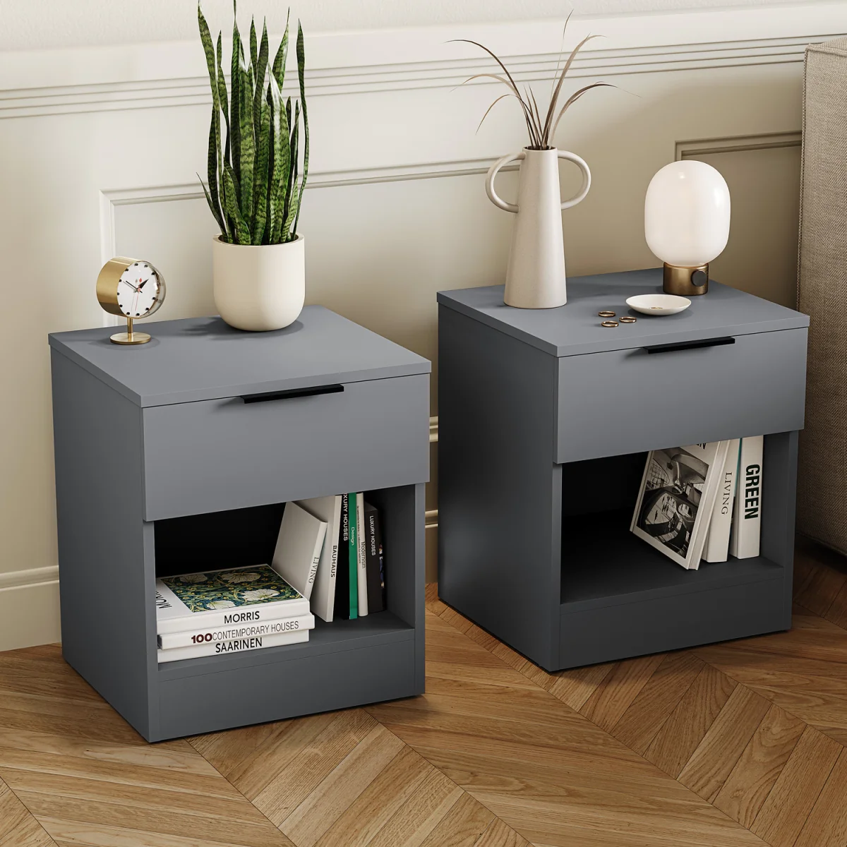 Trega 1 Drawer Bedside Chest - Black – image 24